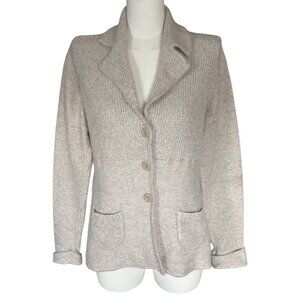 Vintage DuJour Silk Lambs Wool Blend Collared Button Up Cardigan Women's Sz S